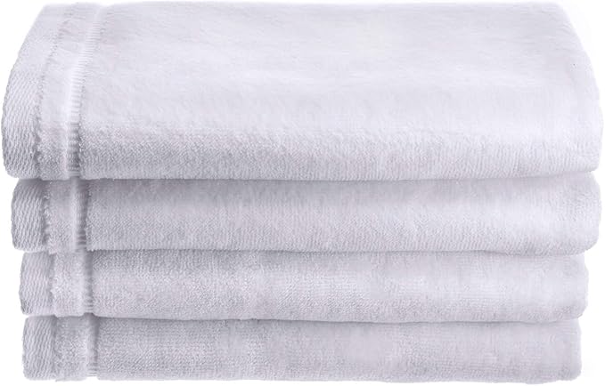 Creative Scents 100% Cotton Velour Fingertip Towels - 4 Pack 11 by 18 Inch – Decorative, Extra Absorbent and Soft Face Towel, Ideal for Bathroom and Powder Room (White)