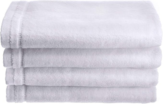 Creative Scents 100% Cotton Velour Fingertip Towels - 4 Pack 11 by 18 Inch – Decorative, Extra Absorbent and Soft Face Towel, Ideal for Bathroom and Powder Room (White)