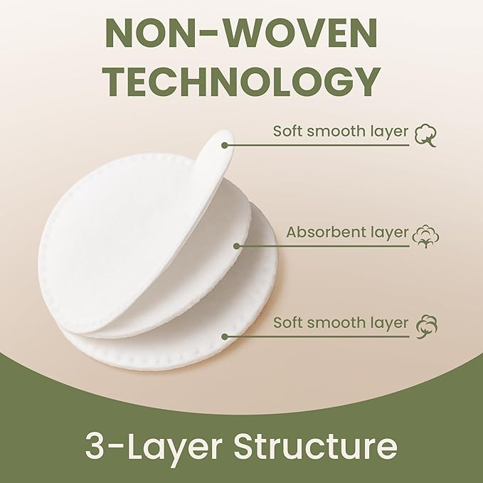 Cotton Round Pads for Face 300 Pack - 3 Layer Eye Makeup and Nail Polish Remover - Lint Free Cleansing Circle Pad for Facial Exfoliating, Toner - Travel Size Skin Care Rounds