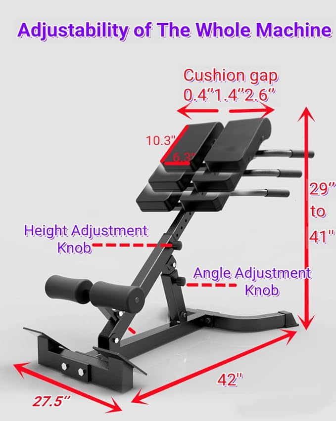 ComMax Hyperextension Roman Chair Back Extension Bench Foldable Workout Bench Machine for Home GYM Adjustable Waist Abdominal Back Trainer