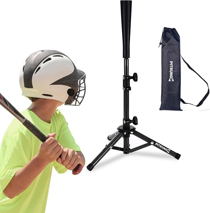 Baseball Softball Tee for Kids Toddles 3-10 Years Batting Hitting Tee T Ball Set Stand for Baseball Trainer Easy Adjustable Height 20.5''-29.5''Portable w/Carry Bag for Indoor Outdoor
