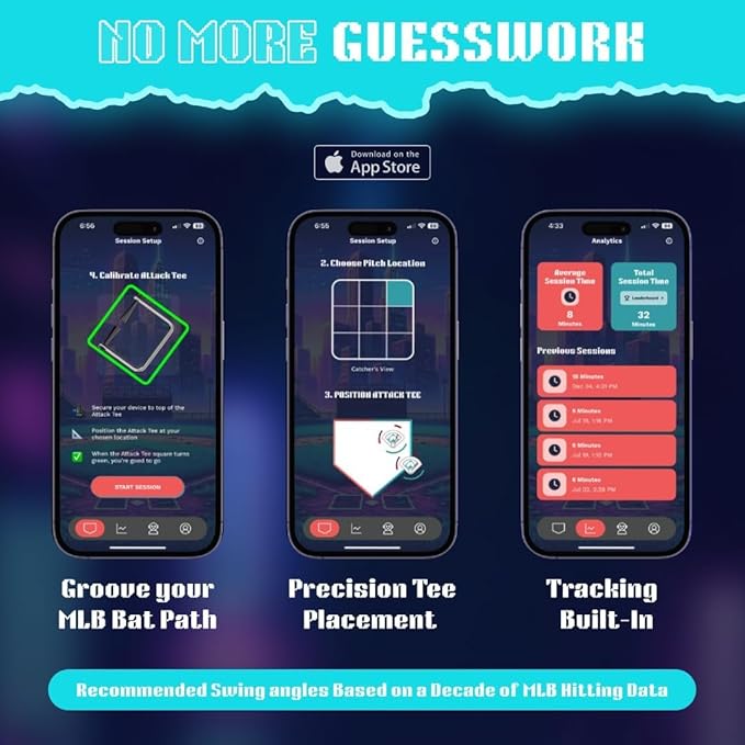 Baseball and Softball Batting Swing Trainer, Attack Tee Helps Master Your Own Perfect Swing Path with AI App Swing Trainer, Perfect for Softball or Baseball Batting