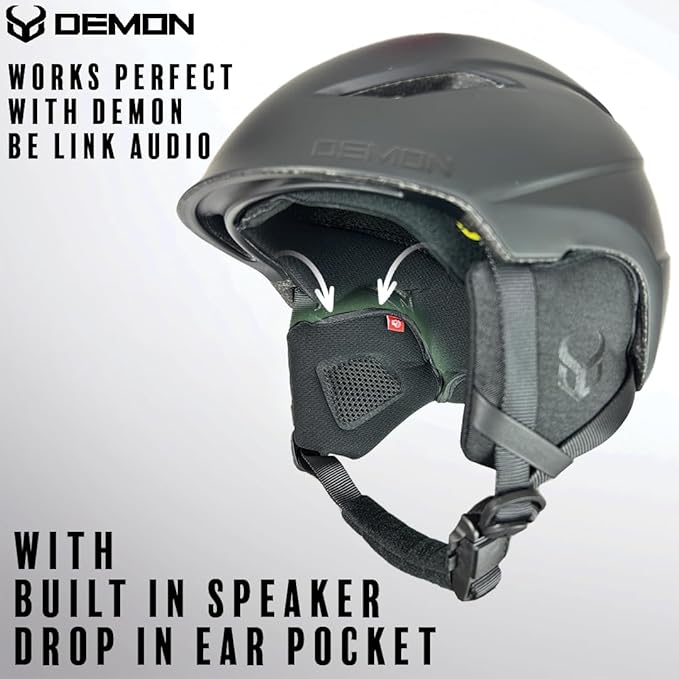 Demon United Snowboard and Ski Helmet with MIPS - Adult - Matte Black/Matte White - PC Shell & Inmold EPS Foam- Twist Dial Fit System - Audio Ready Earpads