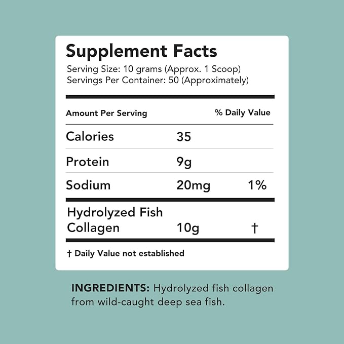 AMANDEAN Marine Collagen Peptides Powder. 500g Wild-Caught Hydrolyzed Fish Collagen Supplement. Type 1 & 3 Collagen Protein. 18 Amino Acids for Skin, Hair, Nails.