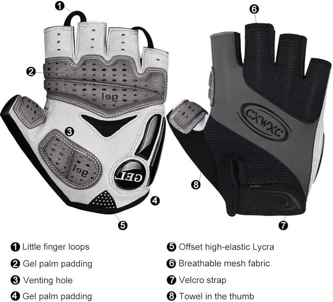 CXWXC Cycling Gloves for Men Women - Breathable Gel Road Mountain Bike Riding Gloves - Anti-Slip Bike Glove for Fitness Cycling Training Outdoor Sports