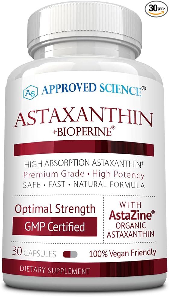 Approved Science® Astaxanthin 12 mg - Extra Strength Antioxidant - Supports Heart, Eyes, Skin - 30 Vegan Capsules - 1 Month Supply