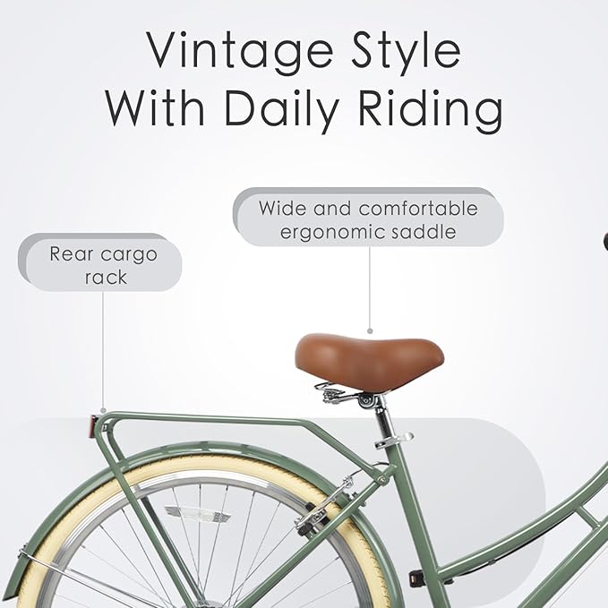 AVASTA Astrid Vela Hybrid Bike for Adult Women Female Lightweight Step Through 26 Inch High Tensile Steel Frame City Commuter Comfort Lady Bicycle, 6-Speed, Multiple Colors