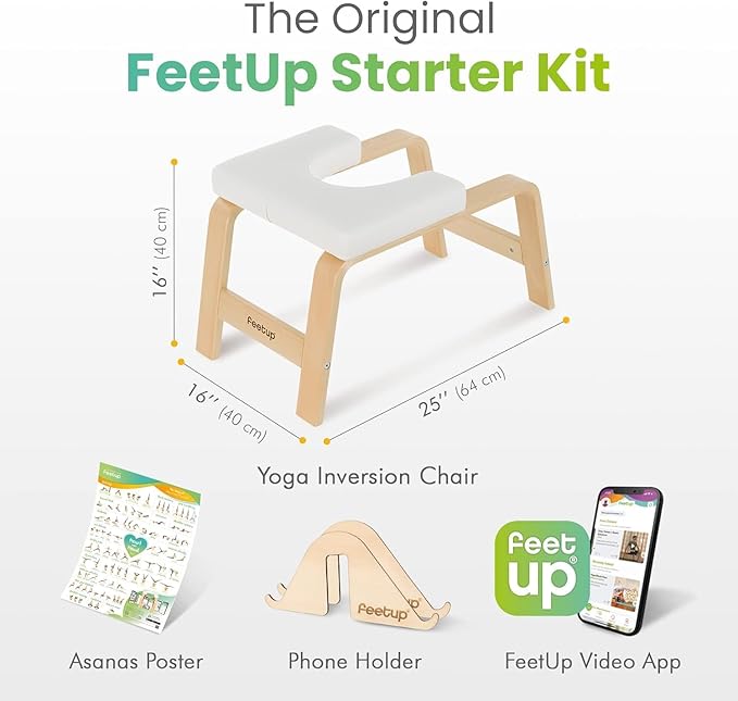 FeetUp - The Original Yoga Headstand Bench, Vegan Handstand Trainer Bench and Stand, Strength Training Inversion Equipment for Relaxation and Strength, Includes App & Starter Kit, #1 Worldwide