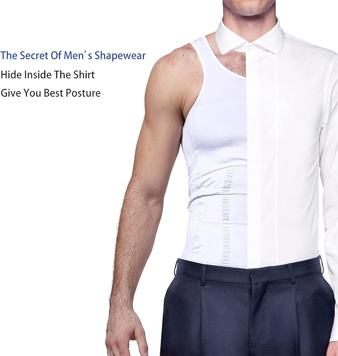 GKVK Mens Slimming Body Shaper Vest Shirt Abs Abdomen Slim