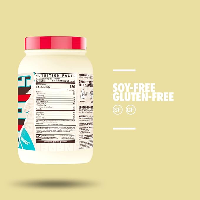 GHOST Whey Protein Powder, Milk Chocolate - 2LB, 25G of Protein - Whey Protein Blend - ­Post Workout Fitness & Nutrition Shakes, Smoothies, Baking & Cooking - Soy & Gluten-Free