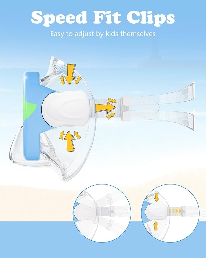 Aegend Kids Swim Mask Goggles, Tempered Glass 180° HD Wide View with Nose Cover