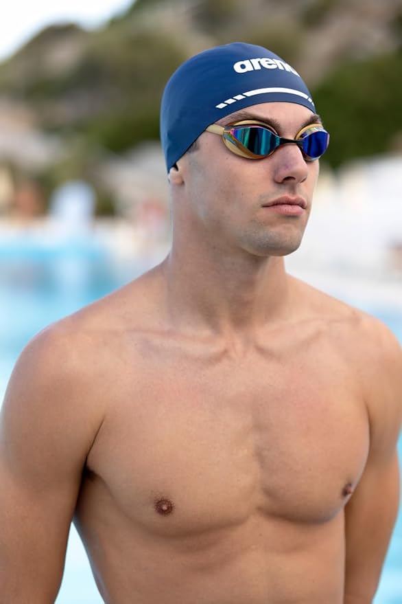 ARENA Unisex Python Racing Swim Goggles for Men and Women Anti-Fog No Leak Max Comfort Dual Strap, Mirror/Non-Mirror Lens