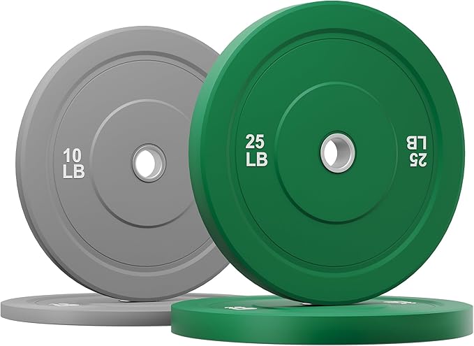 Colored Bumper Weight Plates Olympic Weight Plate Set 2-Inch, 10/15/25 lb Rubber Weight Plates Set for Strength Training Home Gym, Barbell Weights Plates for Heavy Weight Lifting
