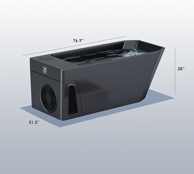Deeptime Smart Cold Plunge Tub,Ice Bath with Built-In Chiller(Down to 38F),Smartphone Control,Whisper-Quiet,Spacious Design for Full-Body Recovery & Cold Therapy,Black