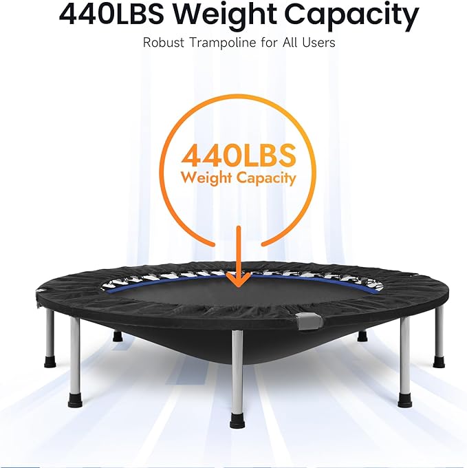 BCAN 38"/40''/48'' Foldable Mini Trampoline Fitness Trampoline with Safety Pad,Rebounder Exercise Trampoline for Adults Indoor/Garden Workout,Max Load 300lbs/440lbs
