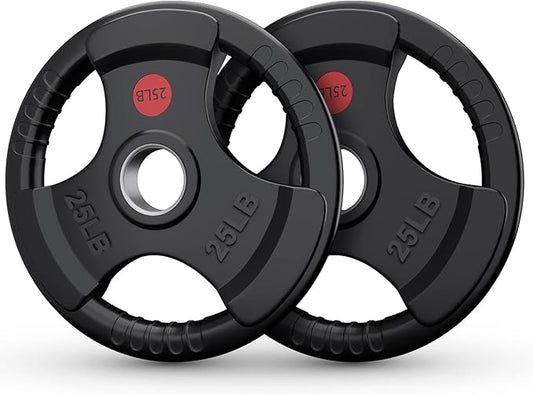 GIKPAL 2-inch Rubber Olympic Grip Weight Plates for Strength Training, Weightlifting in Home & Gym, Barbell Weights Plates Set (2.5/5/10/25/35/45 LB)