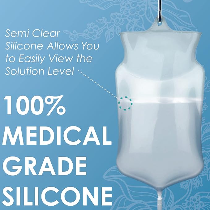 Foret Premium Enema Kit Non-Toxic Silicone Tip, Bag & Eco Detox Gift | Most Comfortable Colon Cleanse | Gerson Therapy Colonics Recommended | BPA & Phthalates Free |Clamp| Easy Instructions | Slim Tip