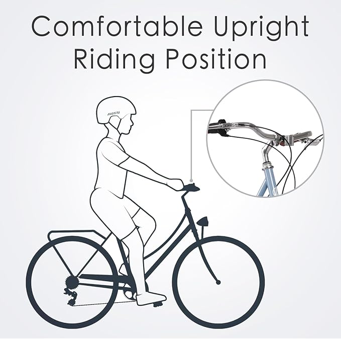 AVASTA Astrid Vela Hybrid Bike for Adult Women Female Lightweight Step Through 26 Inch High Tensile Steel Frame City Commuter Comfort Lady Bicycle, 6-Speed, Multiple Colors