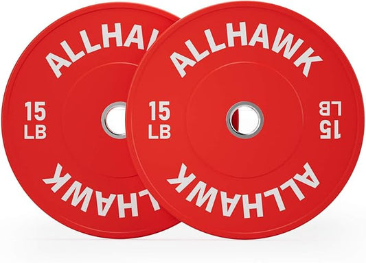 Colored Olympic Weight Plates, 2-inch Rubber Bumper Plate Set for Home Gym Barbell Weight Lifting and Strength Training