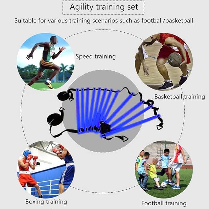 Football Training Equipment | Speed Agility Training Set, Including 1 Agility Ladder, 4 Steel Piles,12 Disc Cones,1 Resistance Umbrella .| for Athletes/Sports Including Football & Basketball