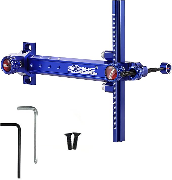 Archery Recurve Bow Sight, SOOHUPET Accessories T Shape Archery Shooting Target Sight Adjustable Bowsight with Optical Fiber Pin Sight for Target Practice