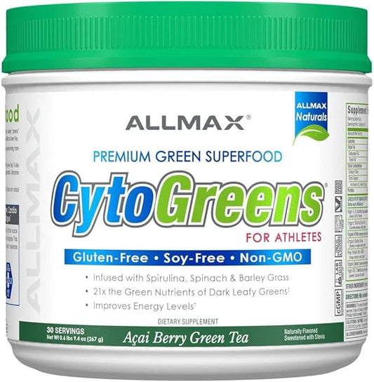 ALLMAX Nutrition - Cytogreens Super Greens Powder, Infused with Spirulina, Spinach & Barley Grass, Supports Immune & Digestive Health, Gluten Free & Vegan, 60 Servings (Acai Berry Green Tea)
