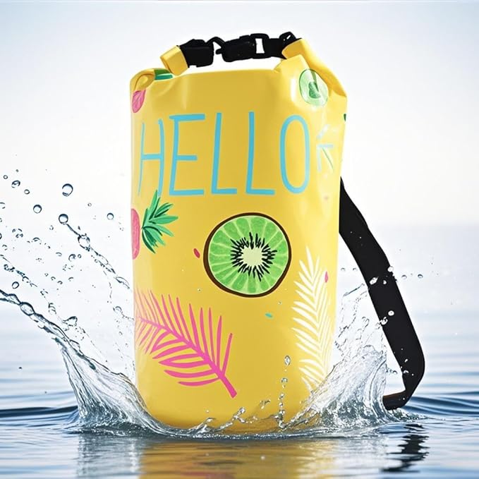 Dry Bag Waterproof,10L Roll Top Backpack Floating Dry Bag for Kayaking Boating Swimming Hiking Camping Outdoor Activities,Yellow Pineapple