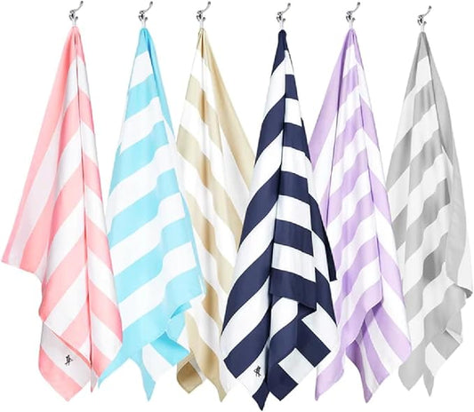 Dock & Bay Beach Towel - Quick Dry, Sand Free - Compact, Lightweight - 100% Recycled - Includes Bag - Cabana - Set of 6 - Extra Large (200x90cm, 78x35)