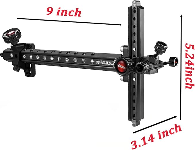 Archery Recurve Bow Sight, SOOHUPET Accessories T Shape Archery Shooting Target Sight Adjustable Bowsight with Optical Fiber Pin Sight for Target Practice