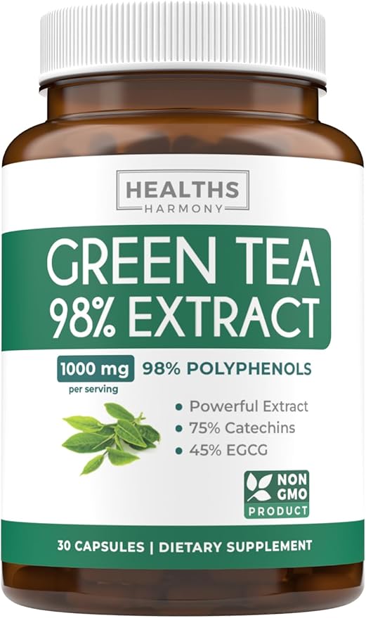 EGCG Green Tea Extract Capsules - Super High Potency Green Tea Pills Antioxidant Rich Formula Packed with Polyphenols Catechins & EGCG - 500mg Per Capsule - Non-GMO & Made in the USA (Trial Size)
