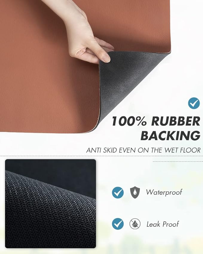 AMOAMI Coffee Mat Hide Stain Rubber Backed Absorbent Dish Drying Mat - Dark Grey, Blue, 17''x31.5''