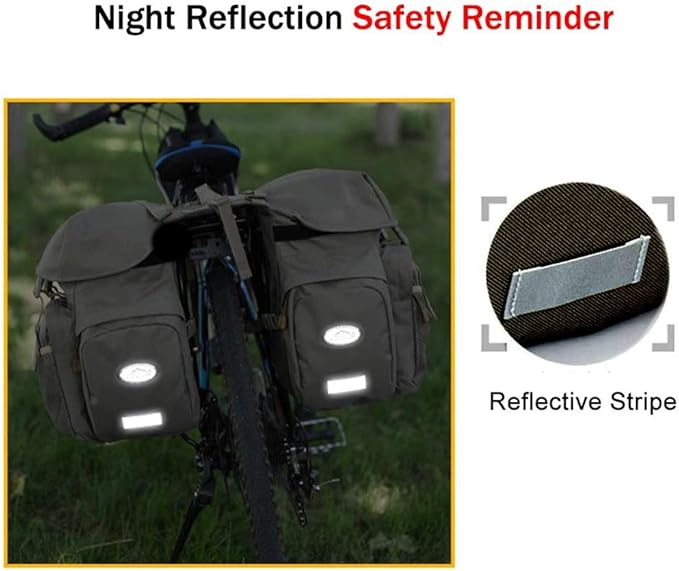 Dreamoon 50L Bike Panniers, Waterproof Bicycle Commuting Bag Saddle Bags with Rain Cover, Bike Rear Seat Bag Carrier with Reflective Trim, Cycling Organizer for Width Less Than 6.3 inches Rack (Black)