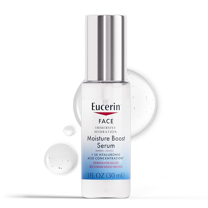 Eucerin Face Immersive Hydration Moisture Boost Face Serum, Ultra-Lightweight Hyaluronic Acid Serum Improves the Look of Fine Lines and Wrinkles, Facial Moisturizer for All Skin Types, 1 Fl Oz Bottle