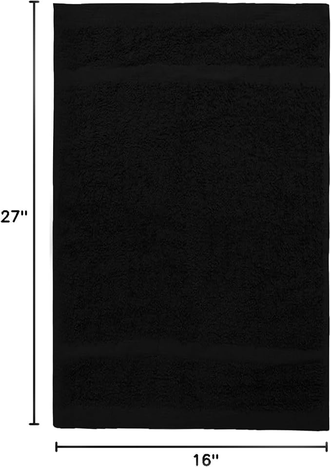 Avalon Salon Towel - Black Hand Towels Bulk Pack of 24-100% Cotton Absorbent Spa, Facial & Gym Towels for Working Out - 16x27 Inches (Not Bleach Proof)
