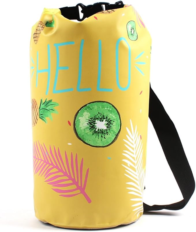 Dry Bag Waterproof,10L Roll Top Backpack Floating Dry Bag for Kayaking Boating Swimming Hiking Camping Outdoor Activities,Yellow Pineapple