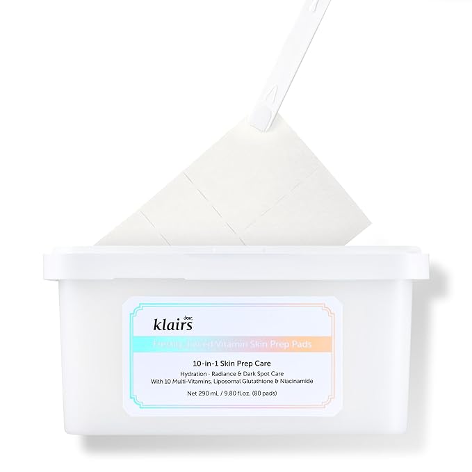 DearKlairs Freshly Juiced Vitamin Toner Pads, Makeup Prep, Liposomal Glutathione, Easy-split, Glow, Glass Skin, Exfoliation, 80 pads