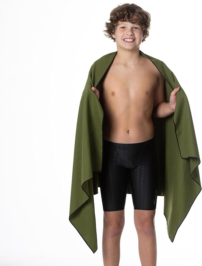 Flow Hydro Sport Towel - Microfiber Quick Dry Swimming Towels for Swim, Pool, Triathlon, and Other Water Sports in Medium, Large, Extra Large, and Hooded Sizes (Army Green, Medium (48" x 24"))