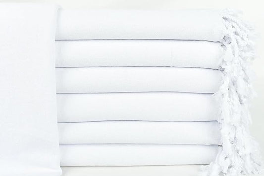 HAVLULAND Turkish Beach Towel Oversized 72’’x40’’ - Set of 6 | 100% Cotton Lightweight Sand Free Quick Dry Pool Towels | Extra Large Towels for Tie Dye Bath Towel Adults Beach Blanket Bulk of 6 White