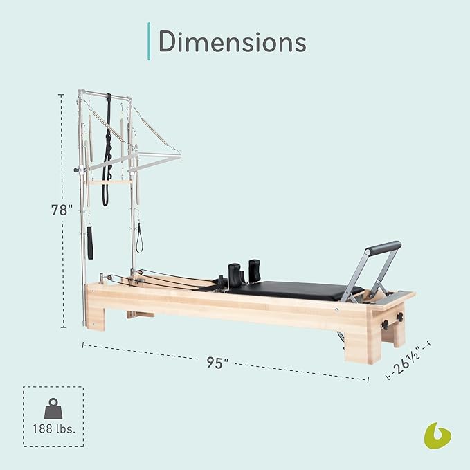 Balanced Body Studio Pilates Reformer with Sitting Exercise Box, Pilates Machine for Studio or at-Home Gym Equipment, Exercise Equipment for Fitness and Well-Being