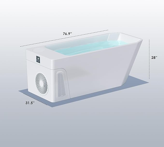 Deeptime Smart Cold Plunge Tub,Ice Bath with Built-In Chiller(Down to 38F),Smartphone Control,Whisper-Quiet,Spacious Design for Full-Body Recovery & Cold Therapy,White