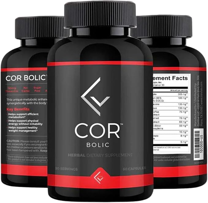 COR BOLIC Metabolism & Energy Support Supplement | 0 Carbs or Sugar | 30 Servings (60 Capsules)
