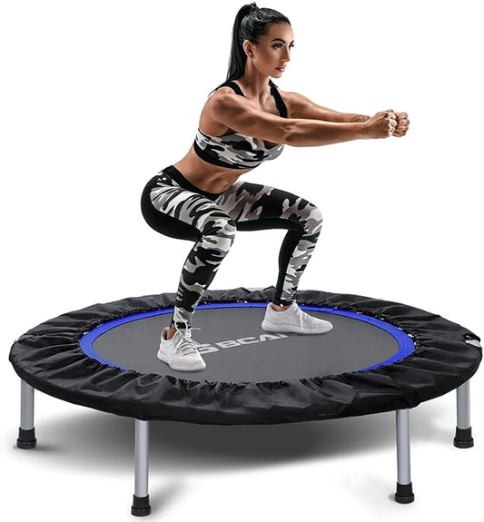 BCAN 38"/40''/48'' Foldable Mini Trampoline Fitness Trampoline with Safety Pad,Rebounder Exercise Trampoline for Adults Indoor/Garden Workout,Max Load 300lbs/440lbs
