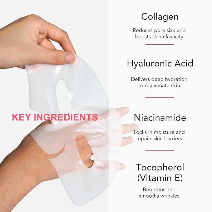 Collagen Face Mask, Hydrating Overnight Hydrogel Mask, Face Masks Skincare Anti Wrinkle Moisturizing, Facial Masks for Women Skin Care Sheet Masks for Face (4ea-Pink)