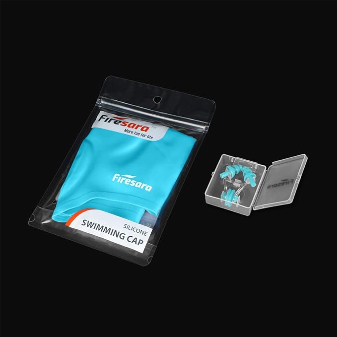 Firesara Swim Cap, Original Updated Swimming Cap 3D Ergonomic Design Comfortable Durable Ear Protection for Women Kids Men Adults Boys Girls for Long or Short Hair with Nose Clip and Ear Plugs