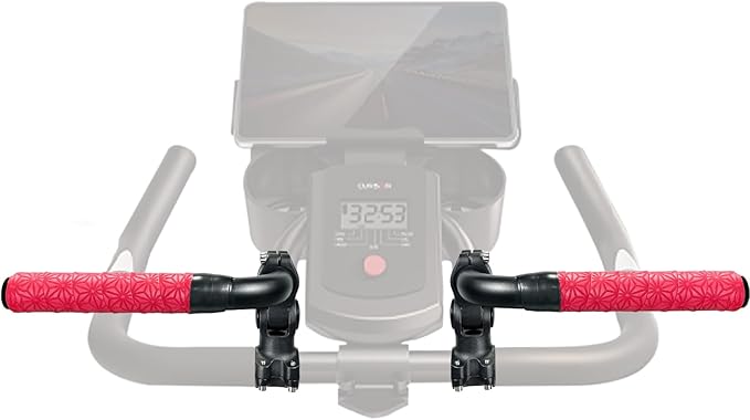 Handlebar Extender for Peloton Indoor Exercise Bikes, 1 Pair of Ultimate Handlebar Extension of Peloton Accessories (Bull-horn (with Red Tapes))