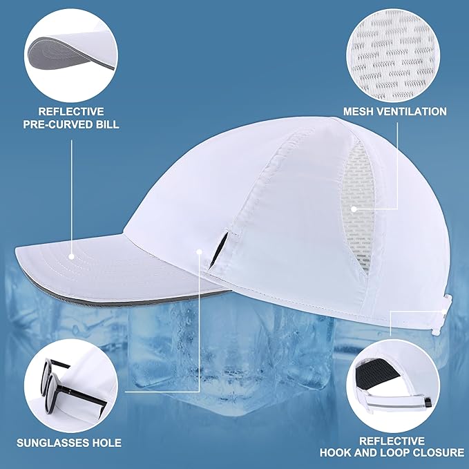 Connectyle Mens Womens Quick Dry Performance Running Cap Lightweight Reflective Sports Hat UPF 50+ Outdoor Athletic Sun Cap
