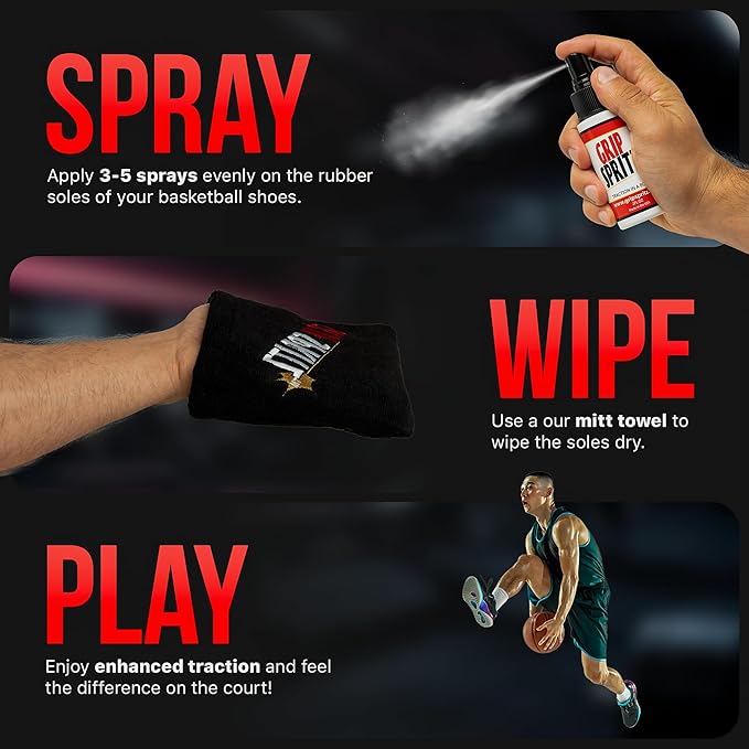 Basketball Shoe Grip Spray - Improve Sole Traction & Court Grip - Rejuvenate & Elongate Sneaker Life - Anti Slip Grip & Performance Enhancer - Basketball Accessory