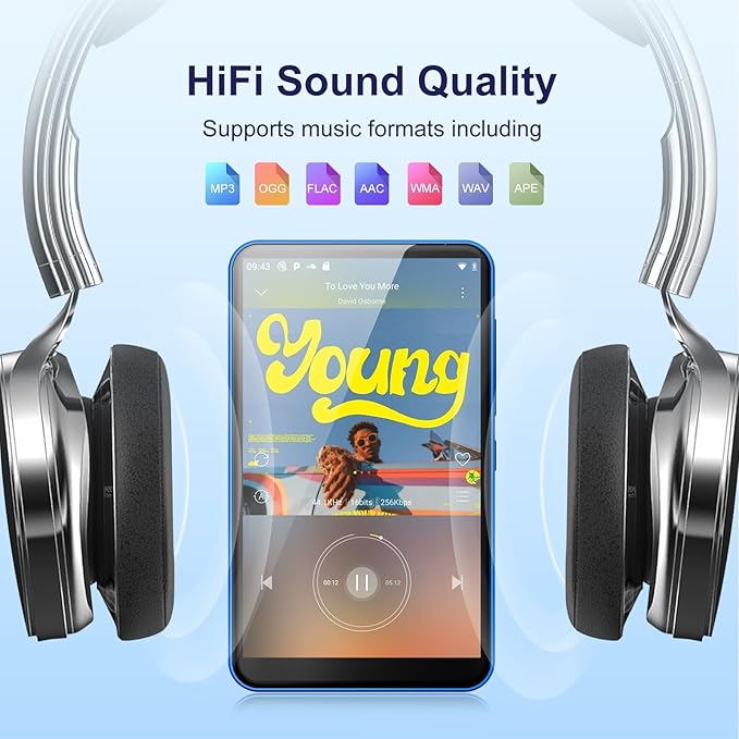 80GB MP3 Player with Bluetooth WiFi, 4" MP3 Players with Spotify, 2000mAh MP4 Player with Touch Screen, Android Music Player with Spotify Kids, Audible, Amazon Music, Play Store