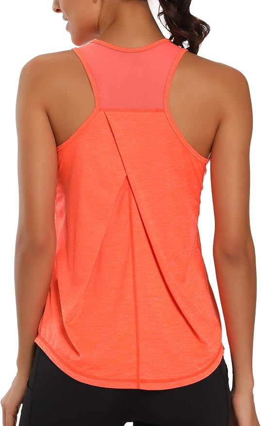 Aeuui Womens Workout Tops for Women Racerback Tank Tops Mesh Yoga Shirts Athletic Running Tank Tops Sleeveless Gym Clothes