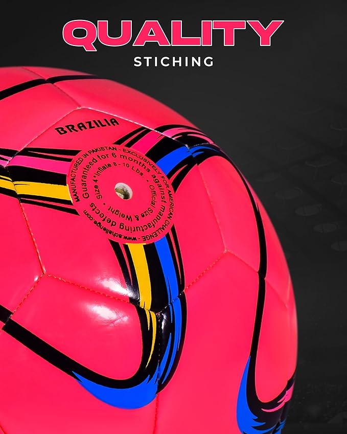 American Challenge Brasilia Soccer Ball – Soccer Ball Size 5, 4, 3 & 2 – for Youth & Adults – Ideal for Practice, Training & Grass Fields